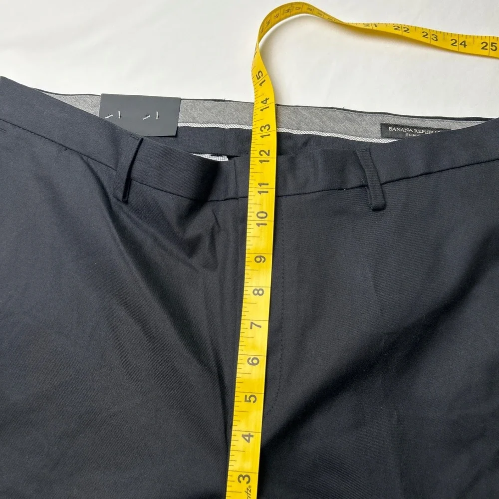 Banana Republic Men Slim Fit Non-Iron Stretch Cotton Dress Pant Size 35x32 Black